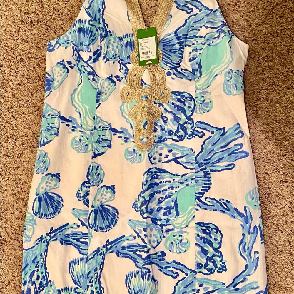 Lilly Pulitzer Emery Shift dress, Resort White Barefoot Princess -  size 14